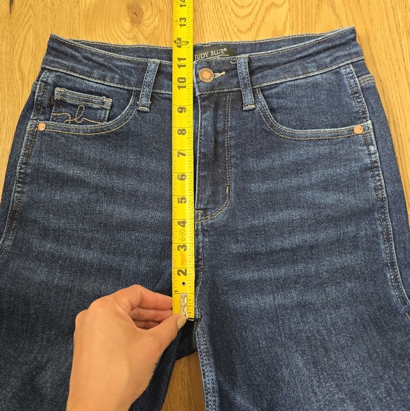 Judy Blue Cropped High Rise Straight Dark Wash Jeans Size 3 Or 26 - Picture 7 of 13